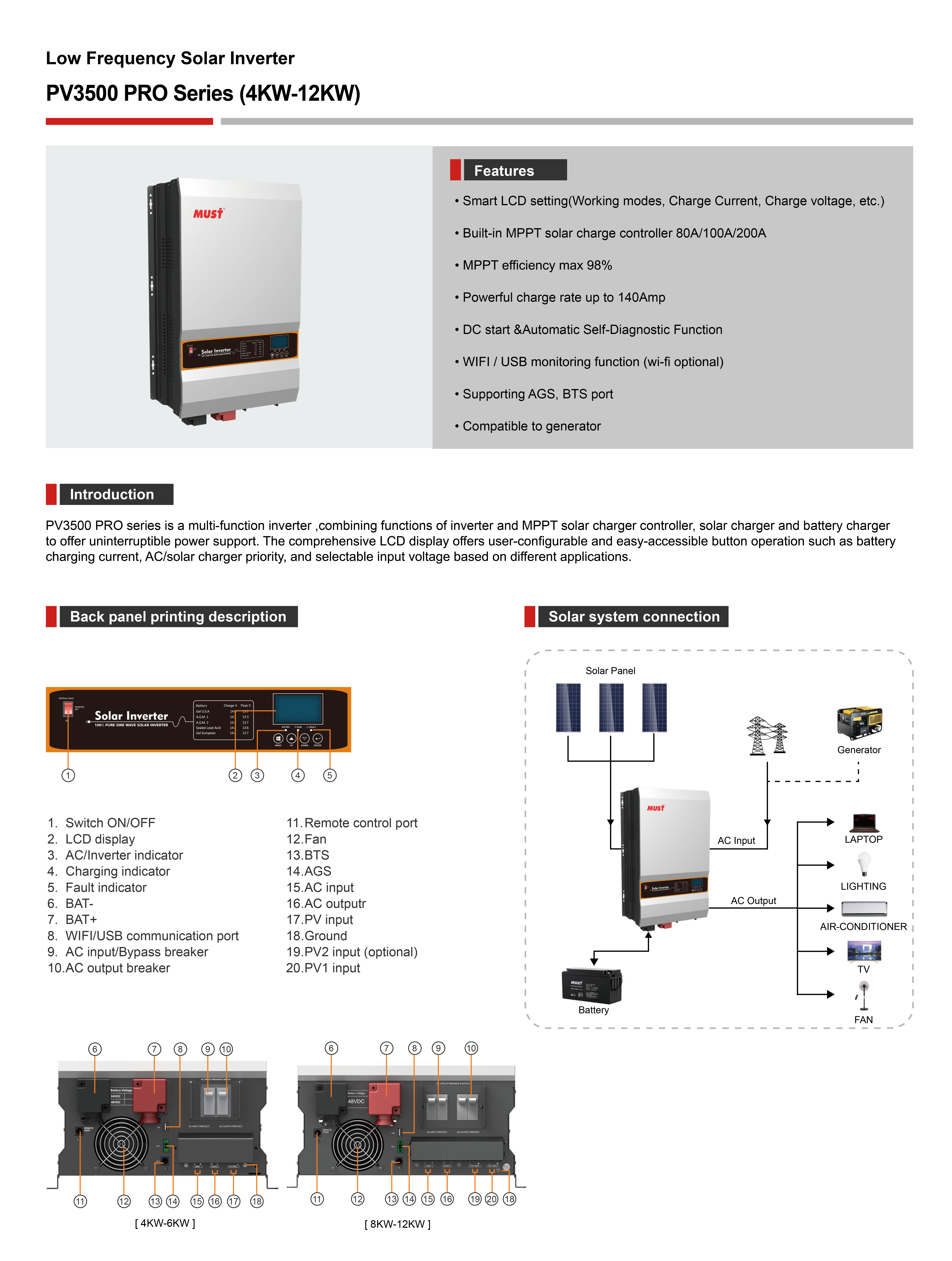 inversor must inversor cargador must inversor
INVERSOR CARGADOR MUST 6000VA - (PV35-6048 PRO)