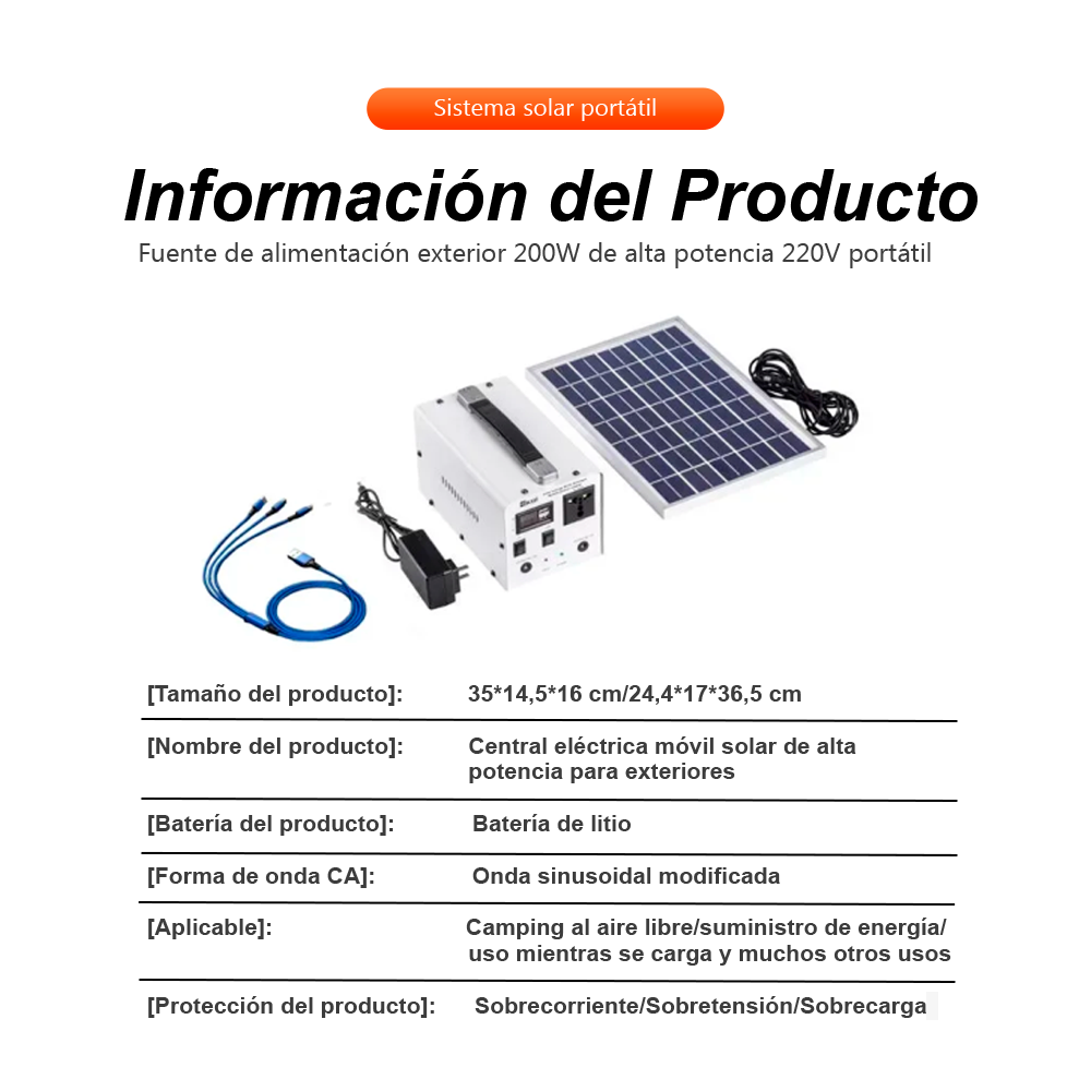 Sistema solar portatil kit solar portatil panel cargador de celular